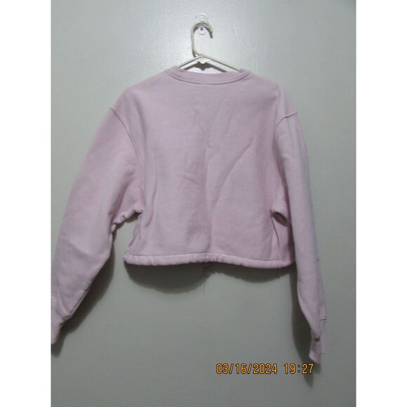 CHAMPION REVERSE WEAVE SIZE M BOXY CUT CROP TOP SHIRT PINK RIBBED SIDES LOGO - Picture 9 of 12